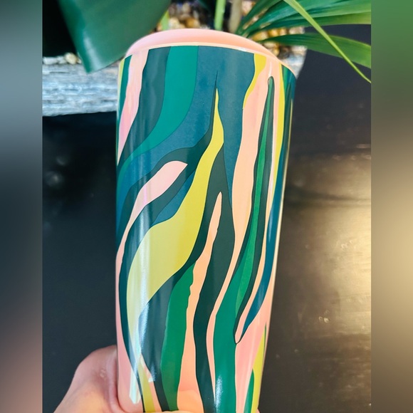 Starbucks Pink Luster Ceramic Tumbler Siren Waves Hot Reusable Travel Cup New - Picture 5 of 16